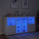 Sonata H Сайдборд с LED светлини, бял, 202x37x100 см