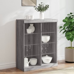 Sonata H Сайдборд с LED светлини, сив сонома, 81x37x100 см - Corpuri, vitrine, biblioteci modulare