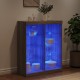 Sonata H Сайдборд с LED светлини, сив сонома, 81x37x100 см