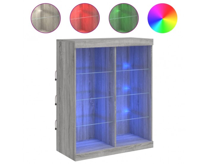 Sonata H Сайдборд с LED светлини, сив сонома, 81x37x100 см
