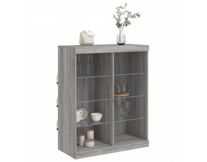 Sonata H Сайдборд с LED светлини, сив сонома, 81x37x100 см