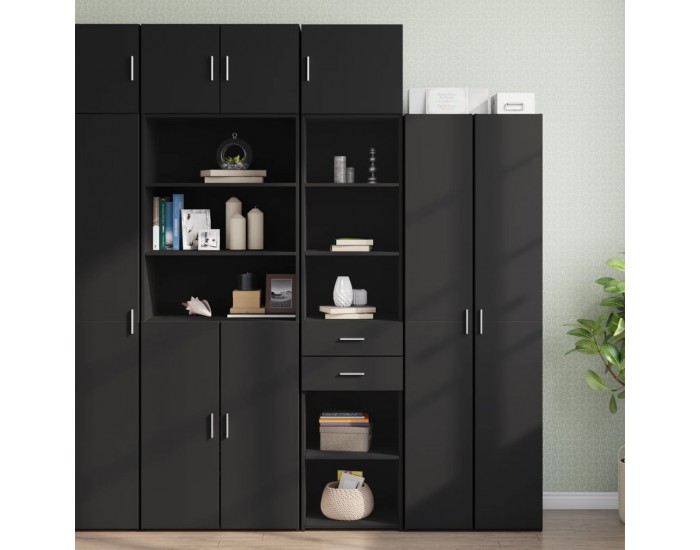 Sonata H Тесен шкаф за съхранение черен 45x42,5x225 см инженерно дърво
