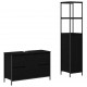 Sonata H Комплект мебели за баня с рафт 2 pcs Черен дъб 36 x 35 x 165 см