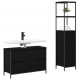 Sonata H Комплект мебели за баня с рафт 2 pcs Черен дъб 36 x 35 x 165 см