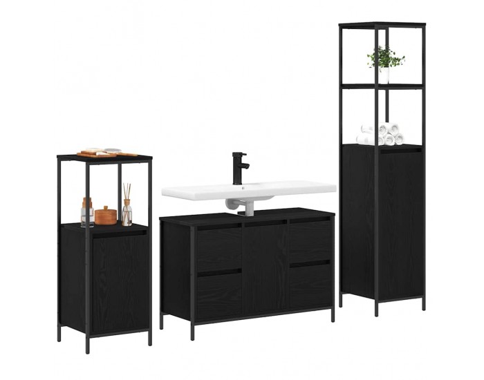 Sonata H Комплект мебели за баня с рафт 3 pcs Черен дъб 36 x 35 x 165 см