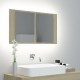 Sonata H Шкаф с LED огледало за баня, дъб сонома, 80x12x45 см, акрил