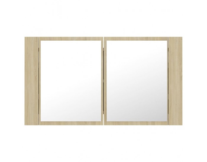 Sonata H Шкаф с LED огледало за баня, дъб сонома, 80x12x45 см, акрил