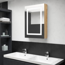 Sonata H LED шкаф с огледало за баня, цвят дъб, 50x13x70 см - Dulapuri de baie