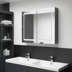 Sonata H LED шкаф с огледало за баня, сияйно сиво, 80x12x68 см - Dulapuri de baie