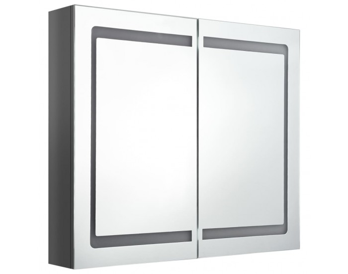 Sonata H LED шкаф с огледало за баня, сияйно сиво, 80x12x68 см