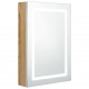 Sonata H LED шкаф с огледало за баня, бяло и цвят дъб, 50x13x70 см