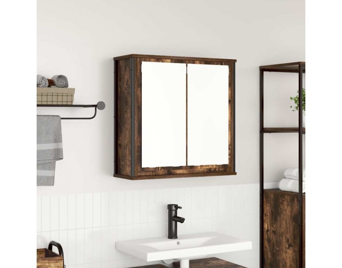 Sonata H Стенен шкаф за баня с огледало опушен дъб 60x21x60 cm