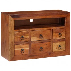 Sonata H Служебен шкаф Кафяво 80 x 30 x 55 см Акациево дърво масив - Corpuri, vitrine, biblioteci modulare