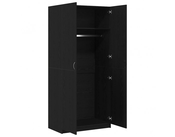 Sonata H Гардероб със съхранение Черно 90 x 52 x 200 см Инженерно дърво