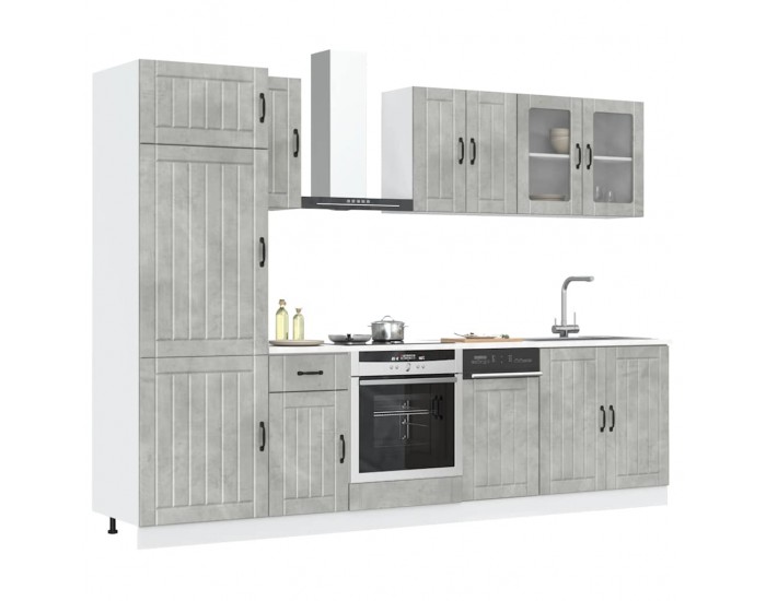 Sonata H Комплект кухненски шкафове от 8 части Lucca, бетонно сив, инженерно дърво