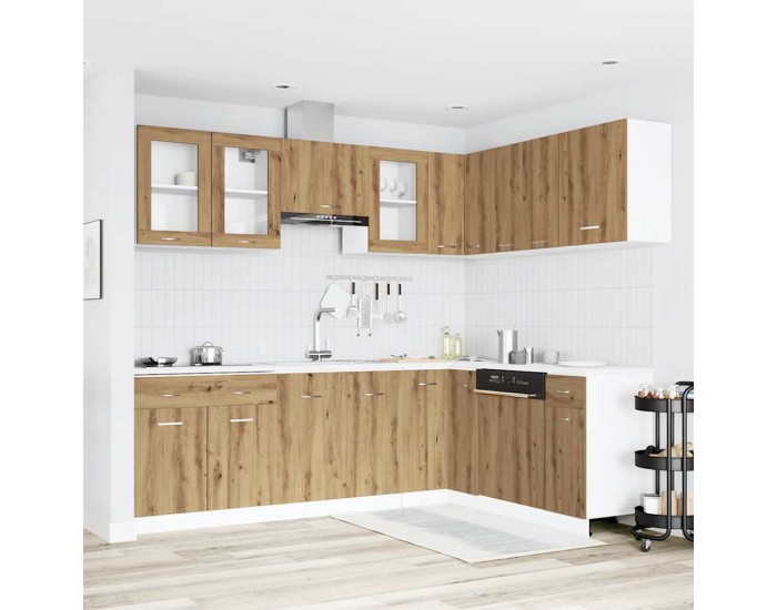 Sonata H Комплект кухненски шкафове, 11 части, Lyon, дъбов рафт, инженерна дървесина
