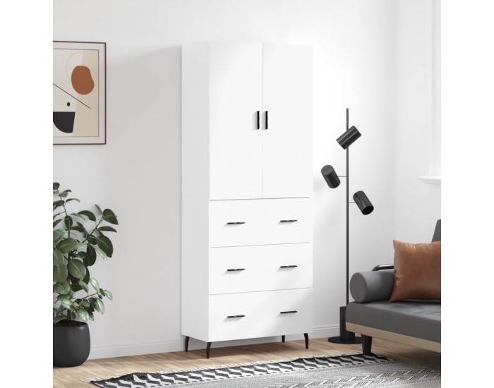 Sonata H Висок шкаф, бял, 69,5x34x180 см, инженерно дърво