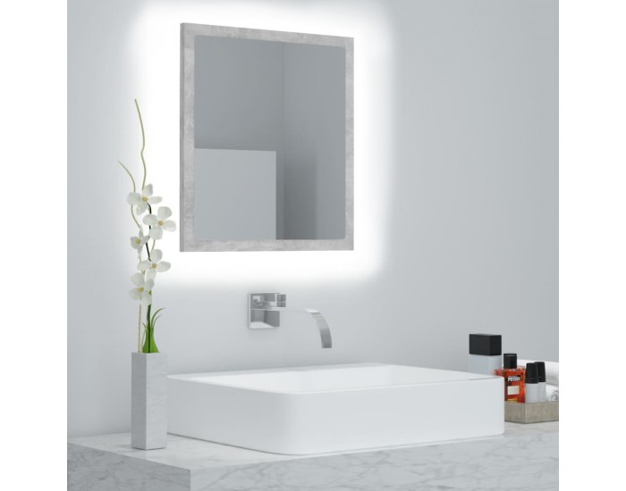 Sonata H LED огледало за баня, бетонно сиво, 40x8,5x37 см, акрил