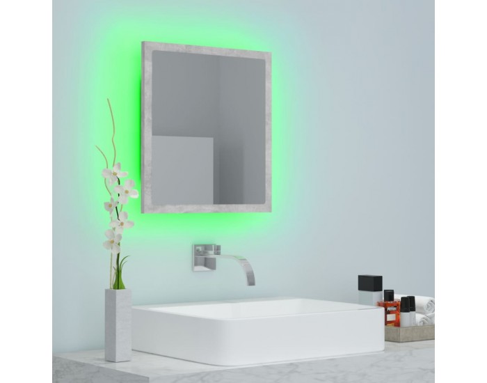 Sonata H LED огледало за баня, бетонно сиво, 40x8,5x37 см, акрил