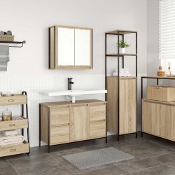 Sonata H Комплект мебели за баня с чекмедже 2 pcs Сонома дъб и черно - Dulapuri de baie
