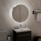 Sonata H Шкаф за баня с кръгло огледало и LED, дъб, 40x40x17,5 см