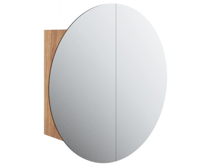 Sonata H Шкаф за баня с кръгло огледало и LED, дъб, 47x47x17,5 см