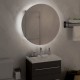Sonata H Шкаф за баня с кръгло огледало и LED, дъб, 47x47x17,5 см