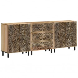 Sonata H Странични шкафове 3 бр 60x33x75 см манго масивно дърво - Corpuri, vitrine, biblioteci modulare