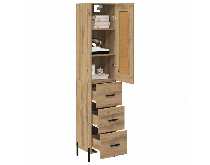 Sonata H Висок шкаф с чекмедже Дъб 34,5 x 34 x 180 см Инженерно дърво