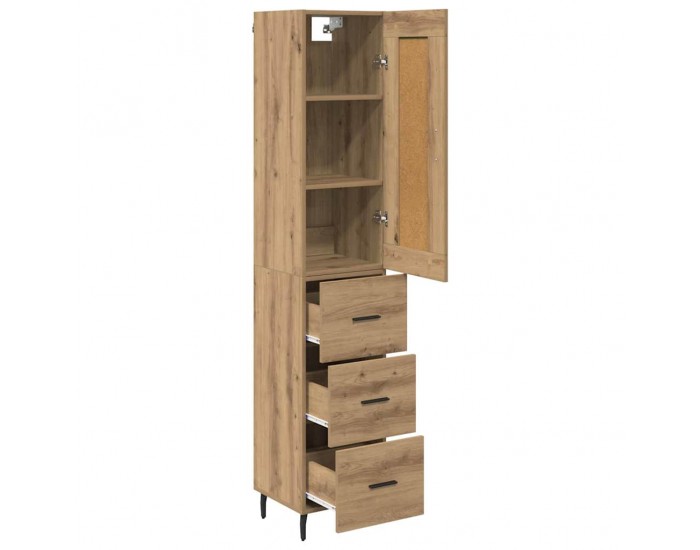 Sonata H Висок шкаф с чекмедже Дъб 34,5 x 34 x 180 см Инженерно дърво