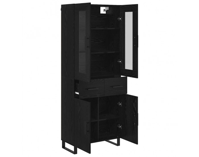 Sonata H Висок шкаф 2 pcs Черния дъб Инженерна дървесина и стъкло