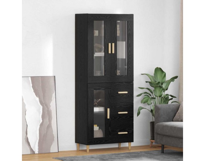 Sonata H Висок шкаф Монтиране на стена 2 pcs Черния дъб Инженерно дърво