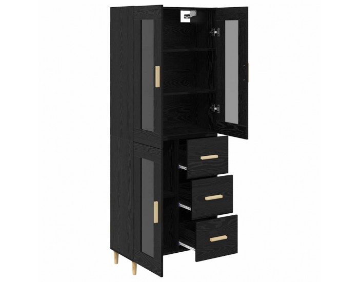 Sonata H Висок шкаф Монтиране на стена 2 pcs Черния дъб Инженерно дърво