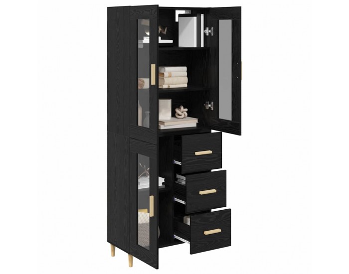 Sonata H Висок шкаф Монтиране на стена 2 pcs Черния дъб Инженерно дърво