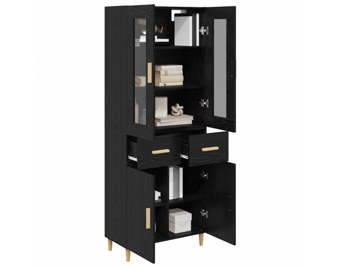 Sonata H Висок шкаф Монтиране на стена 2 pcs Черния дъб Инженерно дърво