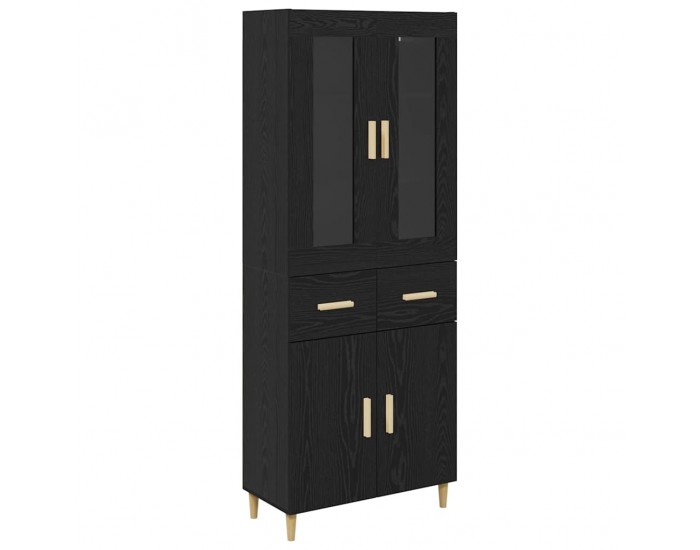 Sonata H Висок шкаф Монтиране на стена 2 pcs Черния дъб Инженерно дърво