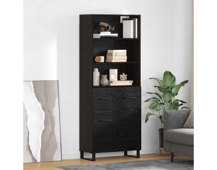Sonata H Висок шкаф Монтиране на стена 2 pcs Черния дъб Инженерно дърво