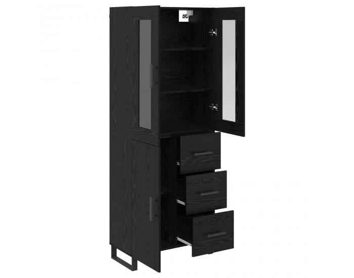 Sonata H Висок шкаф 2 pcs Черния дъб Инженерна дървесина и стъкло