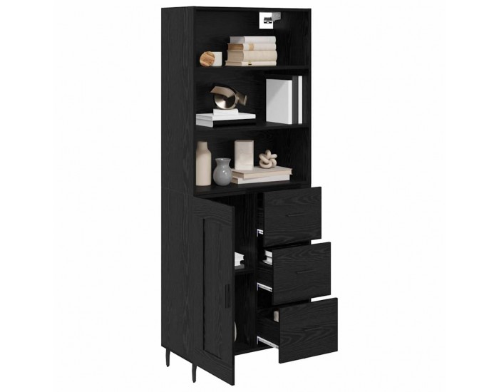 Sonata H Висок шкаф 2 pcs Черния дъб Инженерна дървесина и стъкло
