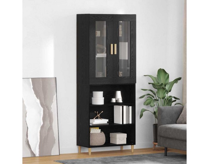 Sonata H Висок шкаф Монтиране на стена 2 pcs Черния дъб Инженерно дърво