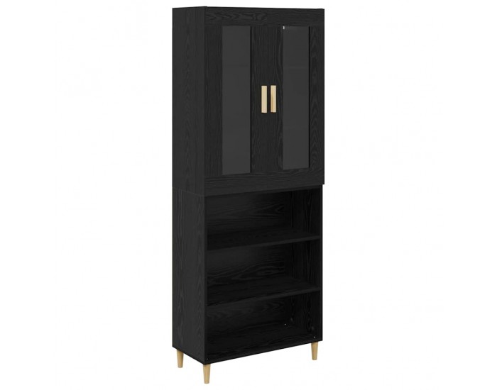 Sonata H Висок шкаф Монтиране на стена 2 pcs Черния дъб Инженерно дърво