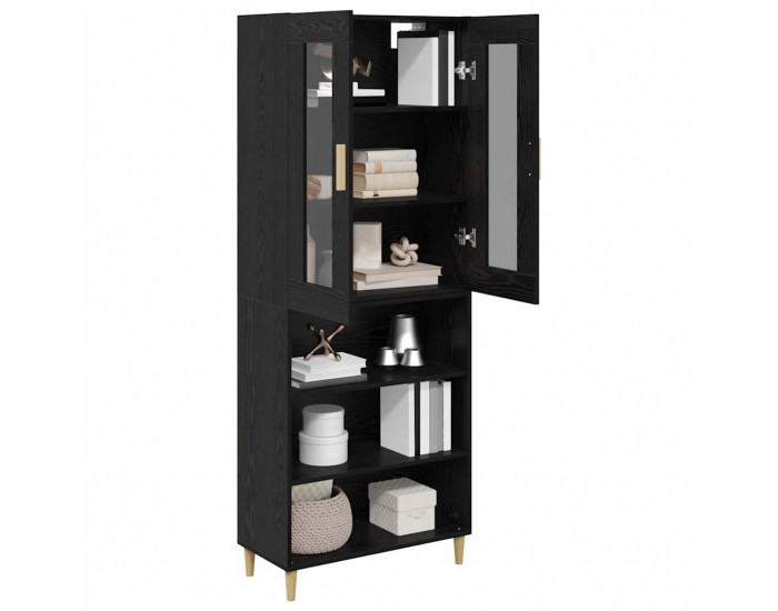 Sonata H Висок шкаф Монтиране на стена 2 pcs Черния дъб Инженерно дърво