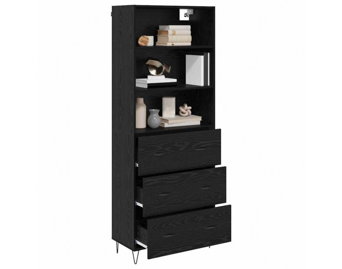 Sonata H Висок шкаф Монтиране на стена 2 pcs Черния дъб Инженерно дърво