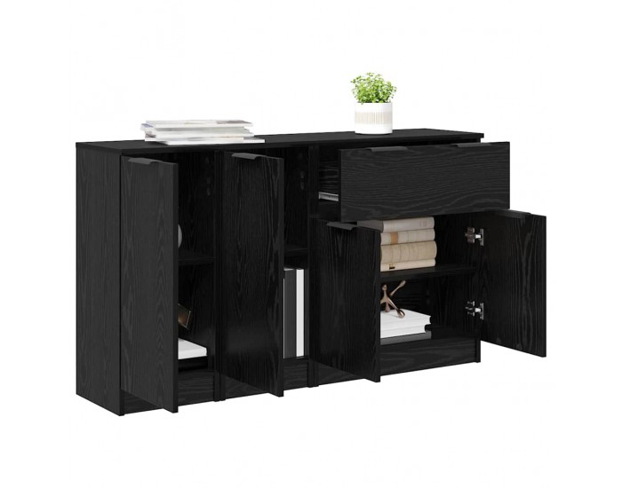 Sonata H Скейдбордове 3 pcs Черен дъб 69,5 x 34 x 180 см Инженерно дърво