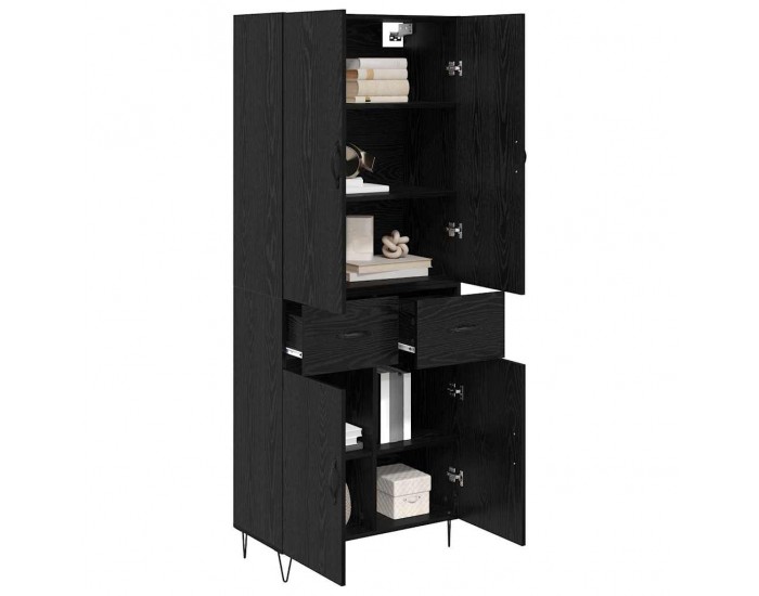 Sonata H Висок шкаф 2 pcs Черния дъб Инженерна дървесина и стъкло