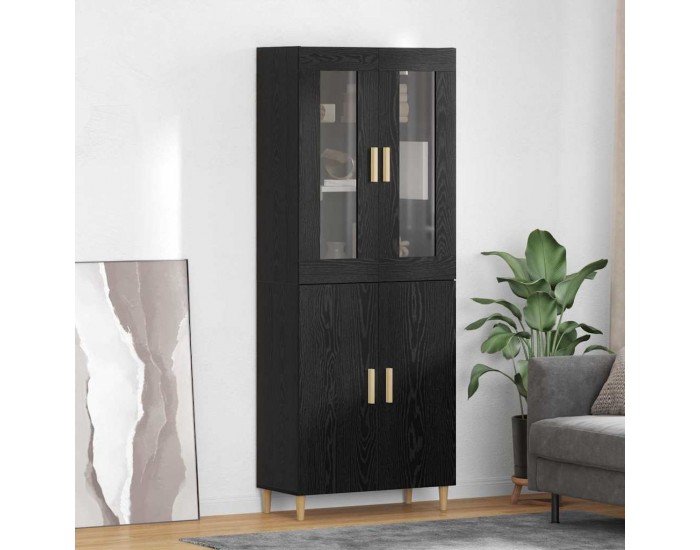 Sonata H Висок шкаф Монтиране на стена 2 pcs Черния дъб Инженерно дърво