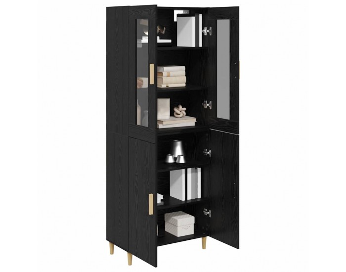 Sonata H Висок шкаф Монтиране на стена 2 pcs Черния дъб Инженерно дърво