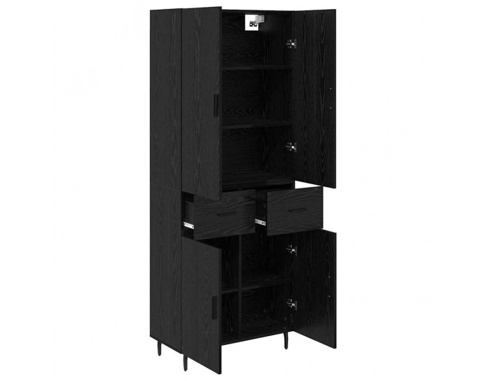 Sonata H Висок шкаф 2 pcs Черен дъб Инженерна дървесина и стъкло