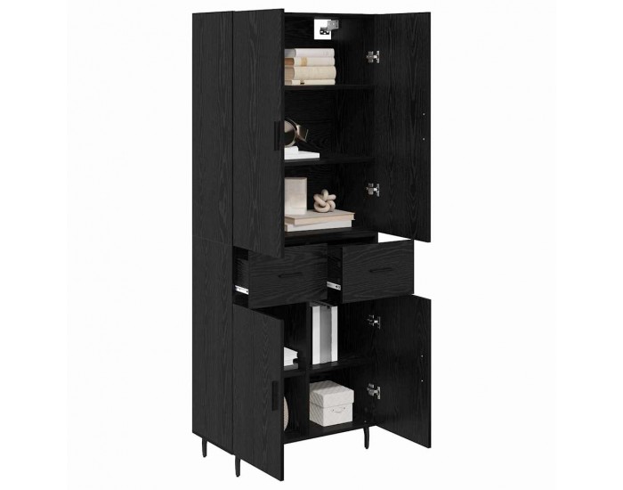 Sonata H Висок шкаф 2 pcs Черен дъб Инженерна дървесина и стъкло