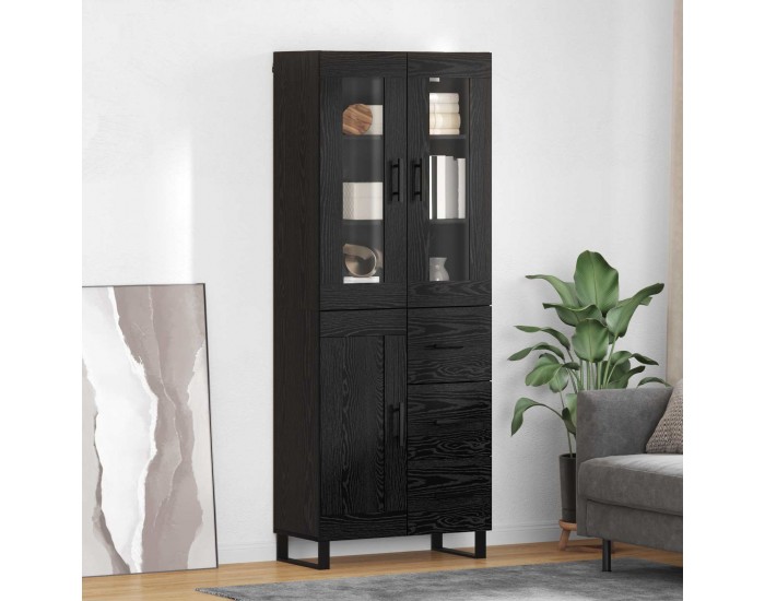 Sonata H Висок шкаф 2 pcs Черния дъб Инженерна дървесина и стъкло